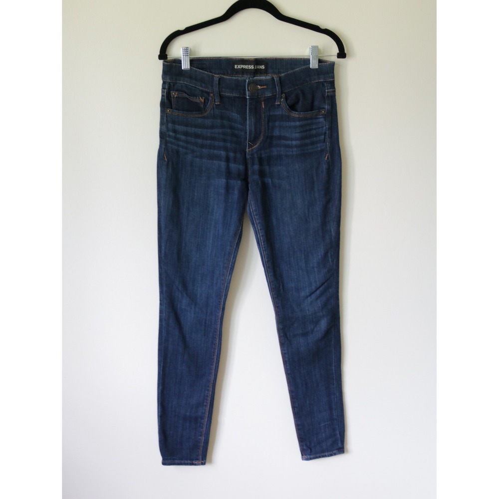 Express Jeans Womens Size 6 Dark Wash Skinny Denim Mid Rise Blue Pants